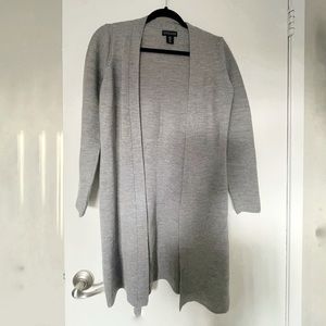 Long Line Merino Wool Grey Cardigan